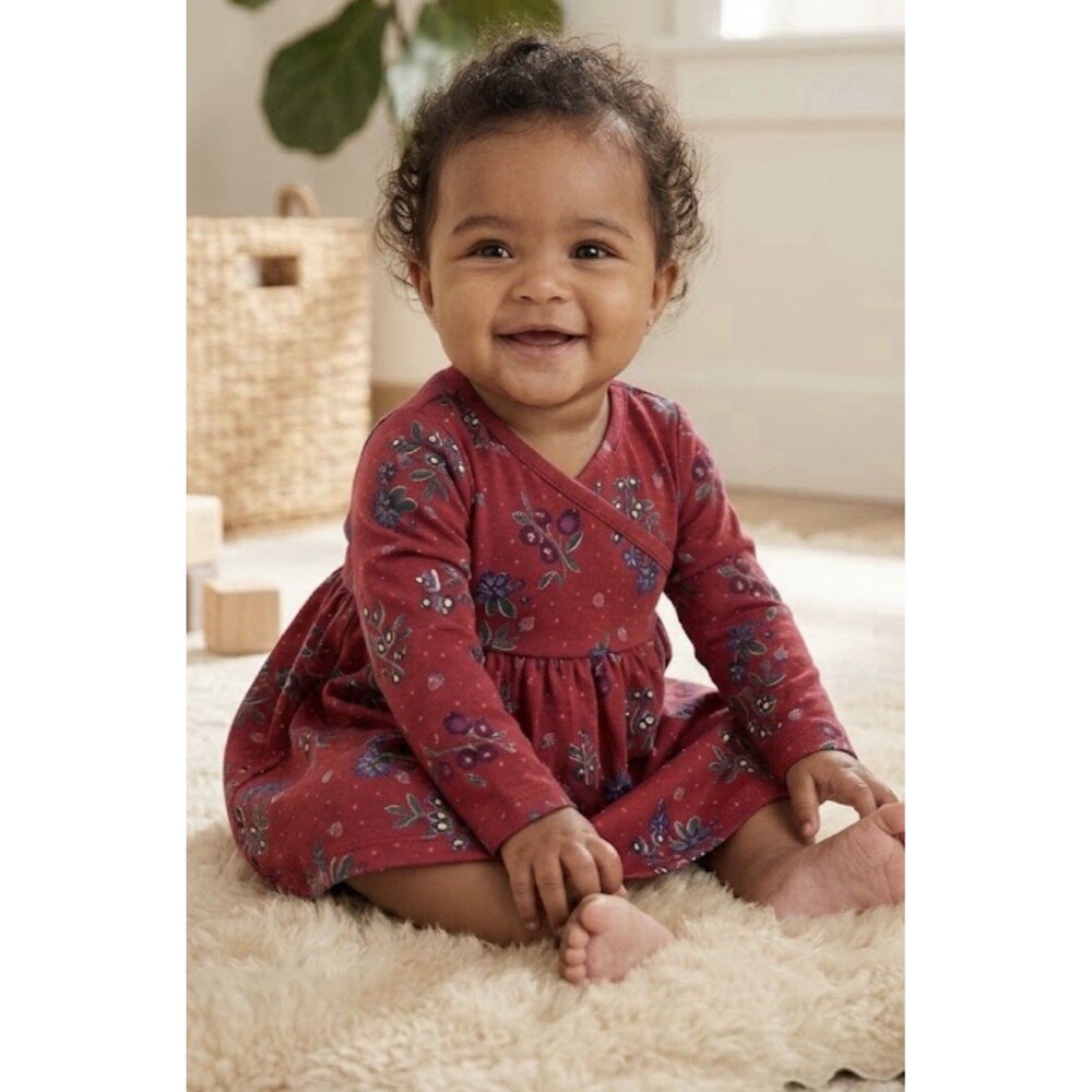 tea collection baby girl dress 6-9 months Cotton Long Sleeve Floral